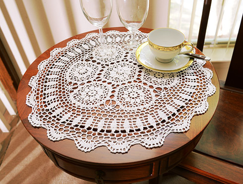 Crochet Round Placemat. 18" round. White color. 1 Each.